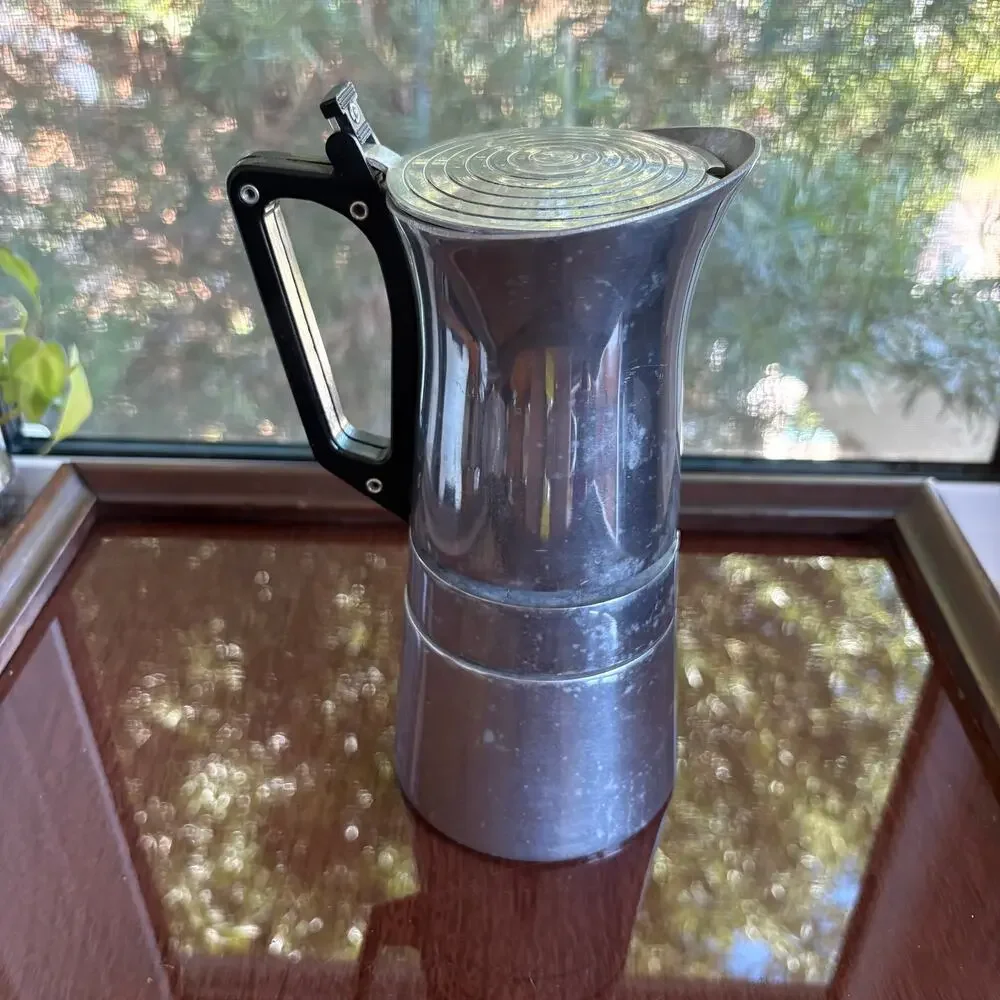 Vintage 1960s Aluminum Stovetop Espresso Coffee Maker, Moka Pot